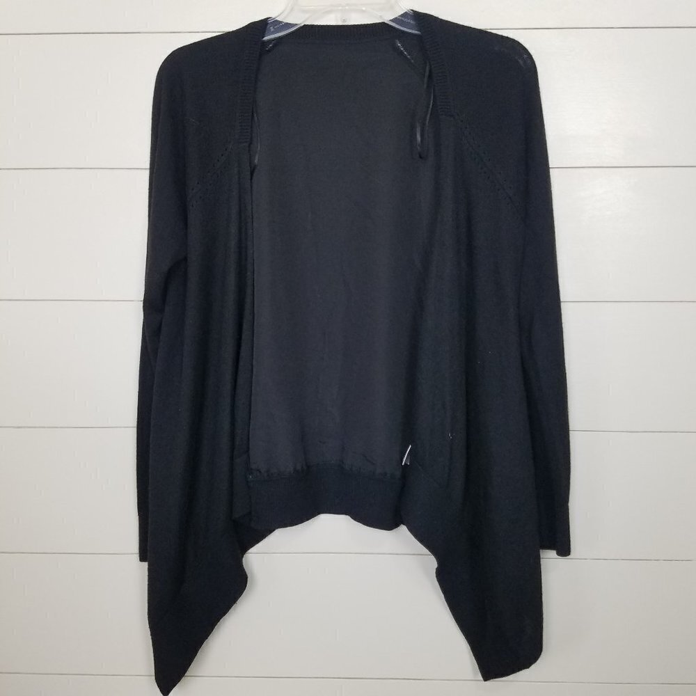 Open Front Black Waterfall Cardigan No Tag Medium